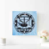Ice Blue Hockey Vierkante Klok (Huis)