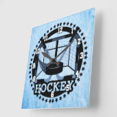 Ice Blue Hockey Vierkante Klok (Hoek)