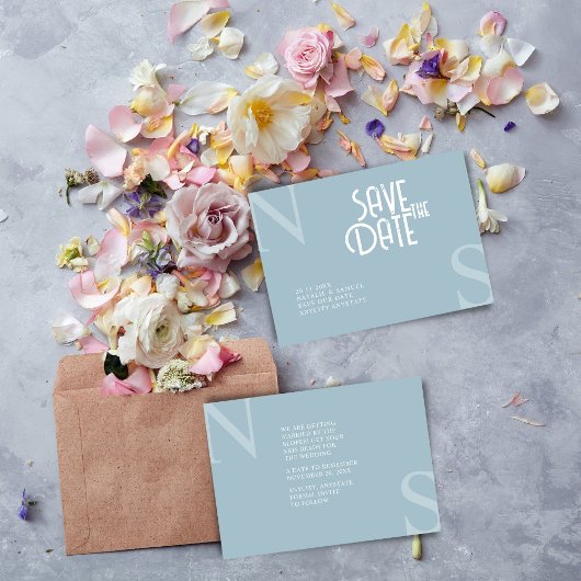 Ice Blue minimalistische & elegante gewaagde Initi Save The Date