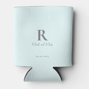 Ice Blue Monogram en Paar Namen Bruiloft Blikjeskoeler