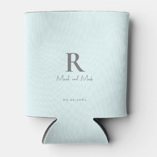 Ice Blue Monogram en Paar Namen Bruiloft Blikjeskoeler (Voorkant)