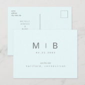 Ice Blue Monogram Wedding Save the Date Briefkaart (Voorkant / Achterkant)