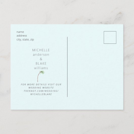 Ice Blue Monogram Wedding Save the Date Briefkaart (Achterkant)