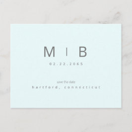 Ice Blue Monogram Wedding Save the Date Briefkaart