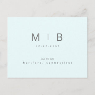 Ice Blue Monogram Wedding Save the Date Briefkaart
