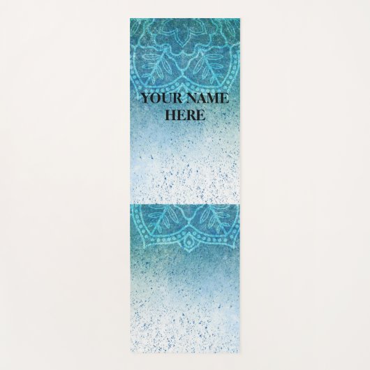 Ice Blue Natural Mandala Floral Yogamat (Voorkant)