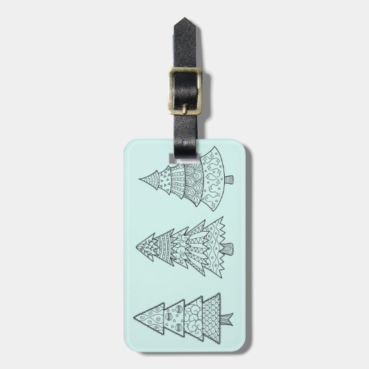 Ice blue pastel elegant stijlvolle kerstbomen bagagelabel (Voorkant verticaal)