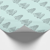 Ice blue pastel elegant stijlvolle kerstbomen cadeaupapier (Hoek)