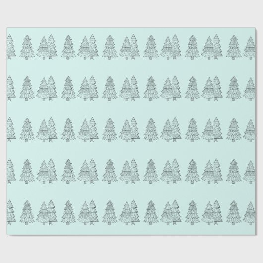 Ice blue pastel elegant stijlvolle kerstbomen cadeaupapier (Vlak)