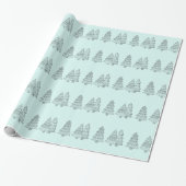 Ice blue pastel elegant stijlvolle kerstbomen cadeaupapier (Uitgerold)