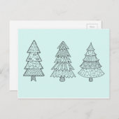 Ice blue pastel elegant stijlvolle kerstbomen feestdagenkaart (Voorkant / Achterkant)
