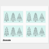 Ice blue pastel elegant stijlvolle kerstbomen rechthoekige sticker (Vel)