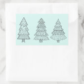 Ice blue pastel elegant stijlvolle kerstbomen rechthoekige sticker (Tas)