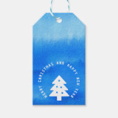 Ice Blue Pine Tree-Label voor kerstcadeautjes Cadeaulabel (Voorkant)