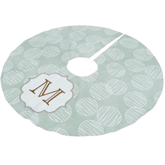Ice Blue Polka Dot Monogram Initialen boomrok Kerstboom Rok (Gekanteld)