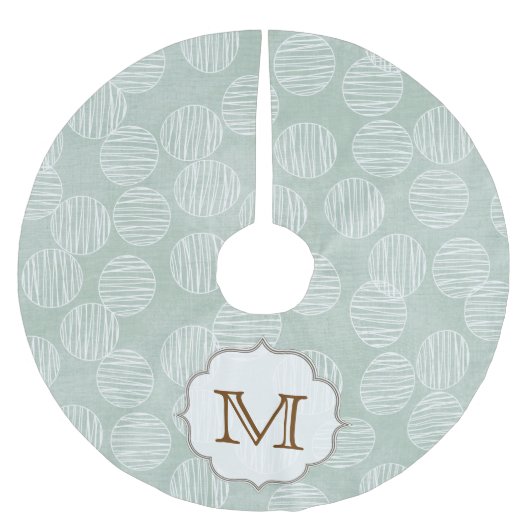 Ice Blue Polka Dot Monogram Initialen boomrok Kerstboom Rok (Voorkant)