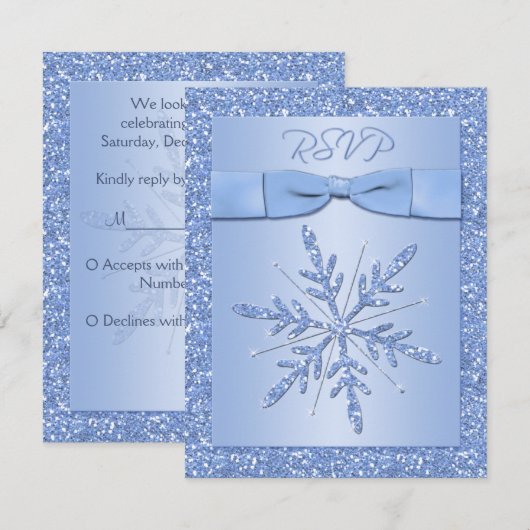 Ice Blue RSVP-kaart (NIET te gebruiken met Square  RSVP Kaartje (Voorkant / Achterkant)