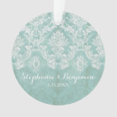 Ice Blue Rustic Damask Pattern Wedding Ornament (voorkant)