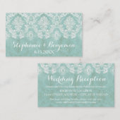 Ice Blue Rustic Damask Wedding Enclosure Card Informatiekaartje (Voorkant / Achterkant)