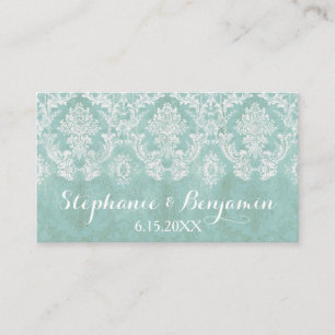 Ice Blue Rustic Damask Wedding Enclosure Card Informatiekaartje