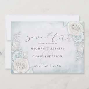 Ice Blue Shimmery Rozen Save the Date