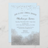 Ice Blue Silver Confetti Bridal Shower-uitnodiging Kaart (Voorkant / Achterkant)