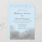 Ice Blue Silver Confetti Wedding Invitation Kaart (Voorkant / Achterkant)