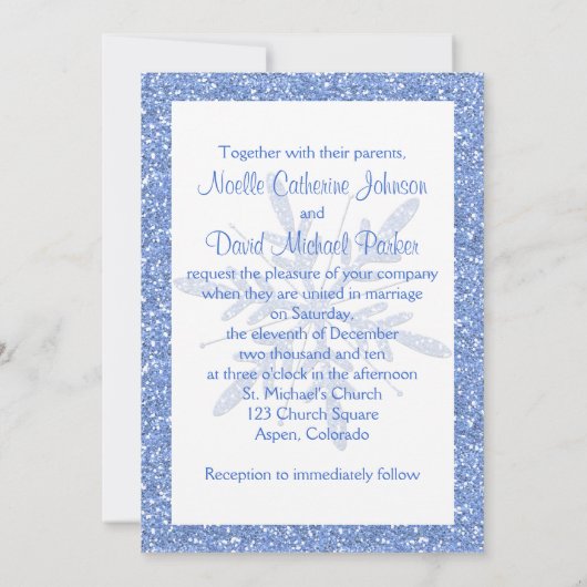 Ice Blue Sneeuwvlok bruiloft uitnodiging (Achterkant)