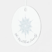 Ice Blue Sneeuwvlok familienaam Kerstmis Metalen Ornament (Voorkant links)