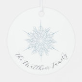 Ice Blue Sneeuwvlok familienaam Kerstmis Metalen Ornament (Achterkant)