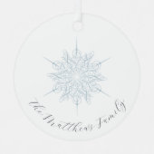 Ice Blue Sneeuwvlok familienaam Kerstmis Metalen Ornament (Voorkant)