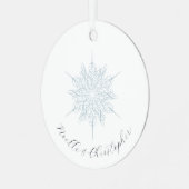 Ice Blue Sneeuwvlok Namen Kerstmis Metalen Ornament (Voorkant links)