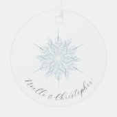 Ice Blue Sneeuwvlok Namen Kerstmis Metalen Ornament (Voorkant)