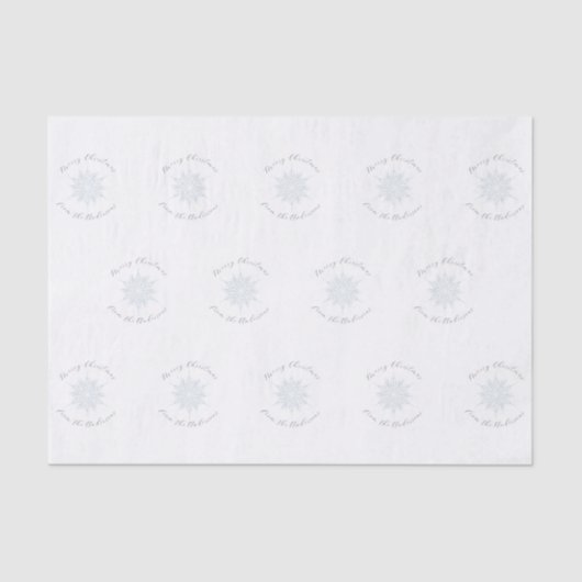 Ice Blue Sneeuwvlok Vrolijk Kerstfeest Familienaam Tissuepapier (Voorkant)