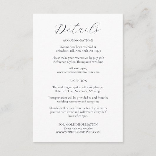 Ice Blue Sneeuwvlok Winter Bruiloft Details Informatiekaartje (Voorkant)