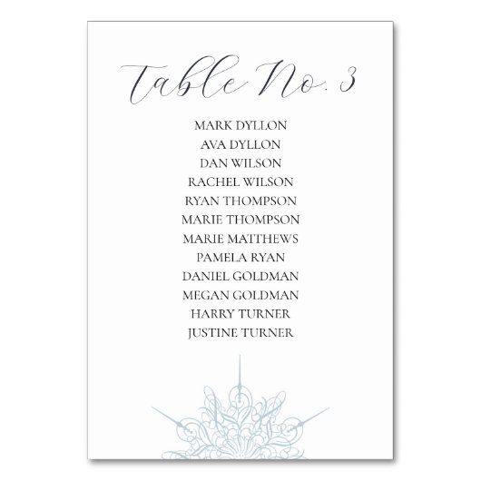 Ice Blue Sneeuwvlok Winter Bruiloft Zitplaatsen Kaart (Achterkant)