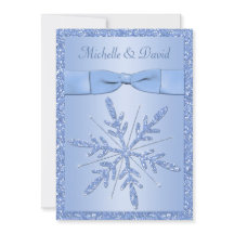 Ice Blue Sneeuwvlokken bruiloft uitnodiging