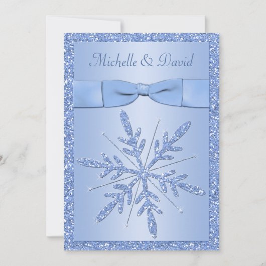 Ice Blue Sneeuwvlokken bruiloft uitnodiging (Voorkant)