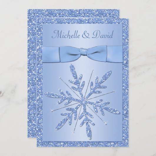 Ice Blue Sneeuwvlokken bruiloft uitnodiging (Voorkant / Achterkant)