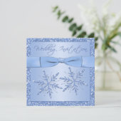 Ice Blue Sneeuwvlokken Vierkante bruiloft uitnodig Kaart (Staand voorkant)
