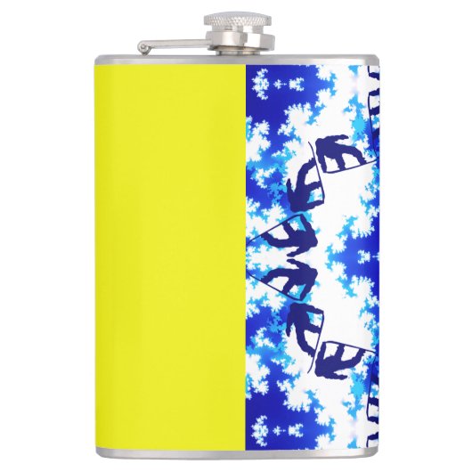 Ice Blue Snowboarder Sky Yellow Snowboarding Sport Heupfles (Voorkant)