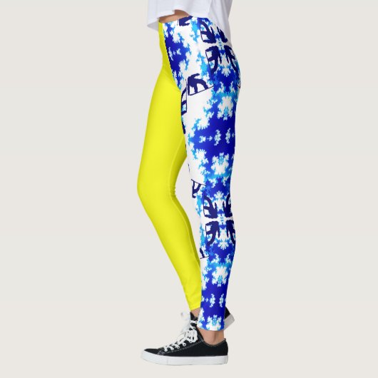 Ice Blue Snowboarder Sky Yellow Snowboarding Sport Leggings (Links)