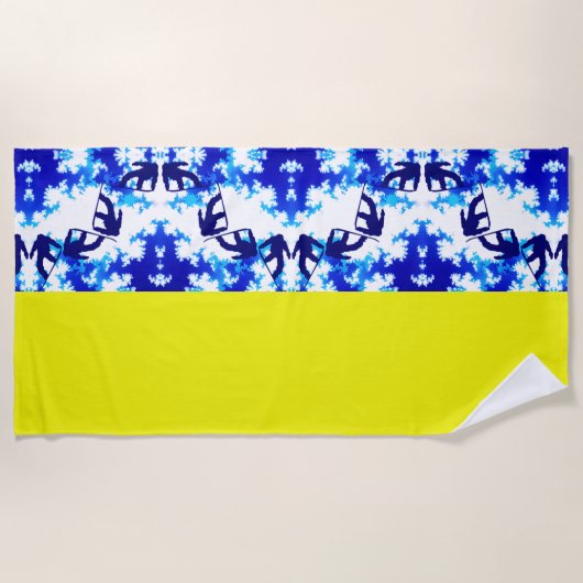 Ice Blue Snowboarder Sky Yellow Snowboarding Sport Strandlaken (Voorkant)