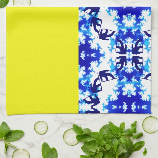 Ice Blue Snowboarder Sky Yellow Snowboarding Sport Theedoek (Gevouwen)