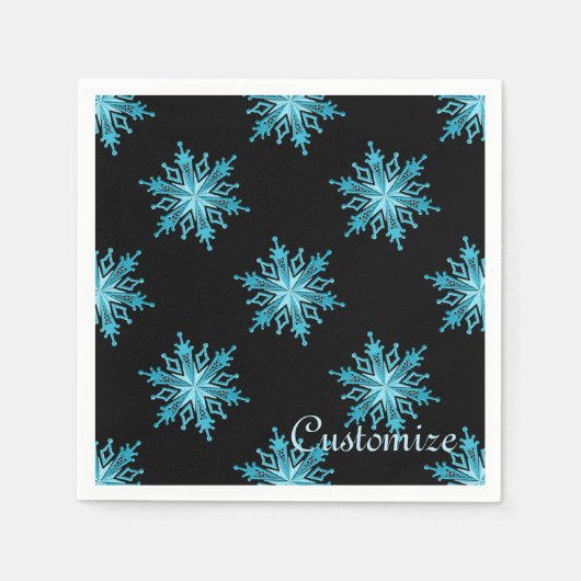 Ice Blue Snowflake Holiday Napkins Servetten (Voorkant)