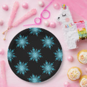 Ice Blue Snowflake Holiday Paper Borden Papieren Bordje (Feest)