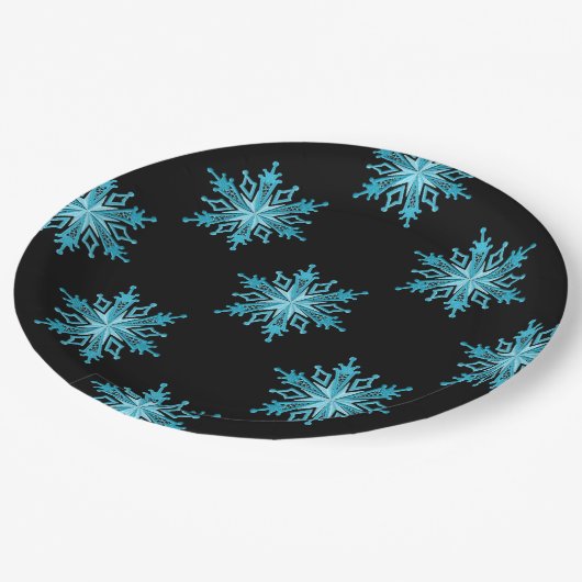 Ice Blue Snowflake Holiday Paper Borden Papieren Bordje (Gekanteld)
