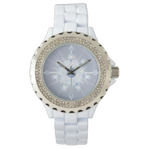 Ice Blue Snowflake Horloge