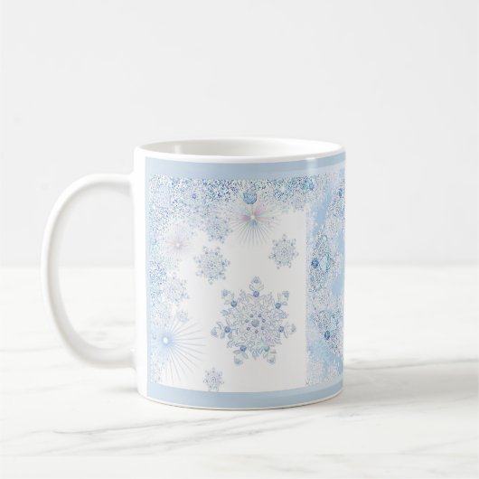 Ice Blue Snowflake Koffiemok (Links)
