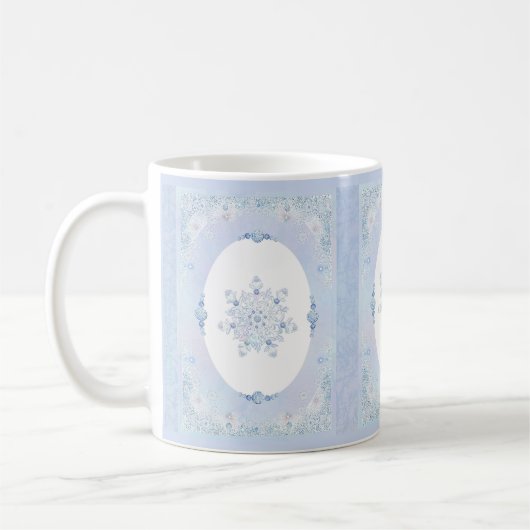 Ice Blue Snowflake Koffiemok (Links)
